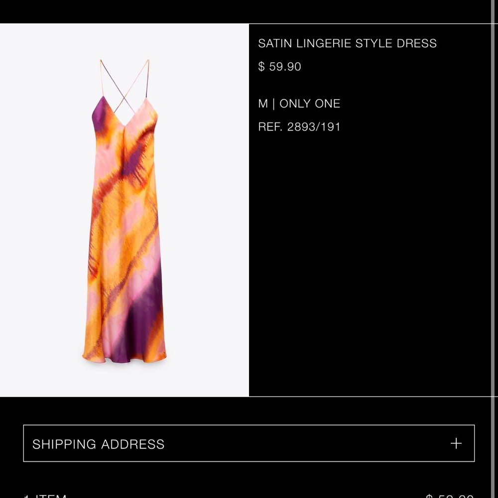 Zara satin lingerie style dress
